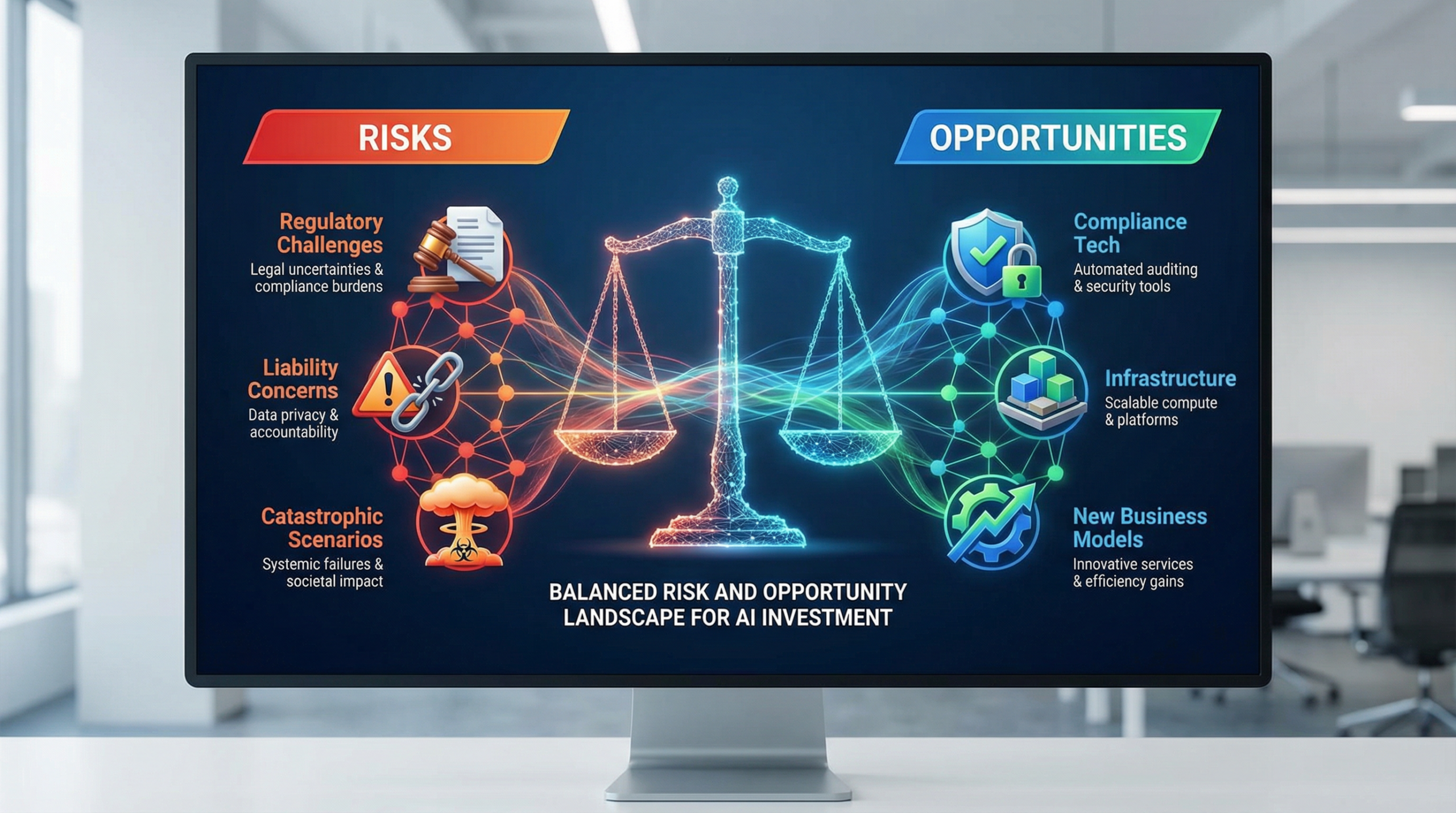 Visualization of risks and opportunities in the AI safety and open-source landscape